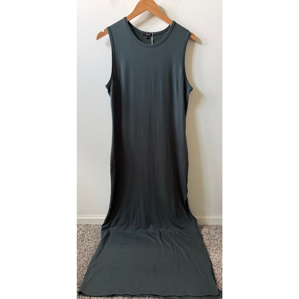 Quince tencel jersey tank maxi dress women's size XL dark olive brand new